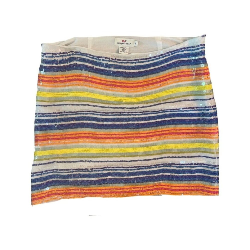 Sequin Mini Skirt- Vinyard Vines- Size 10- Silk Shell- Polyester Lining